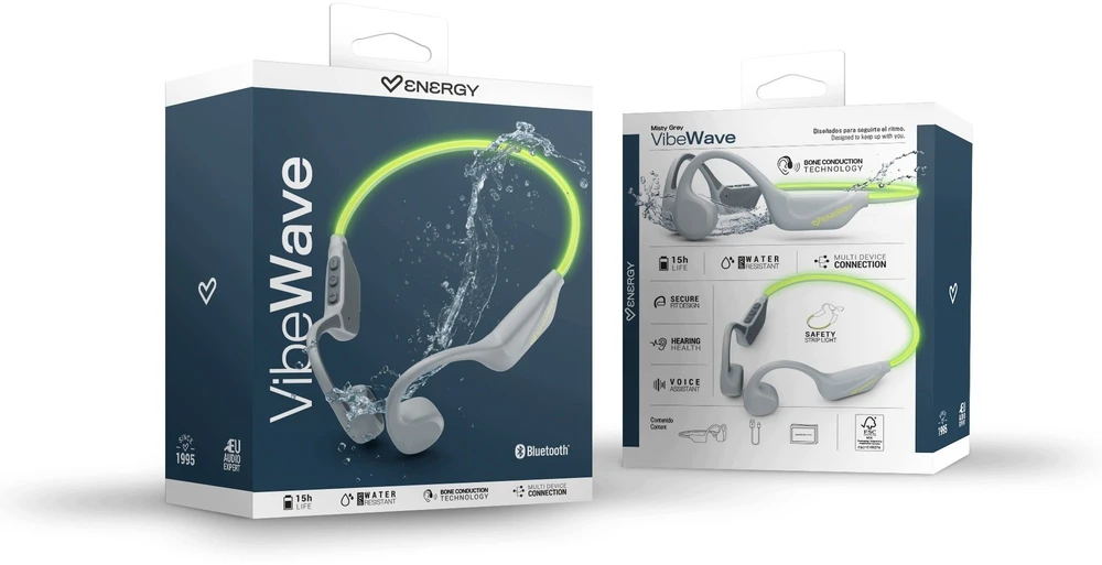Ausinės Energy Sistem VibeWave pilkos