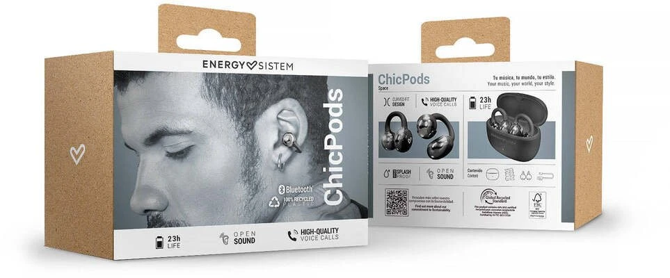 Energy Sistem ChicPods Open Sound ausinės juodos