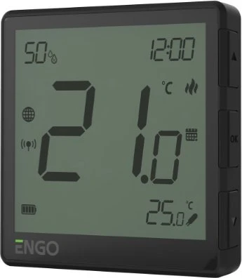 Engo Engo internetas, įleidžiamas ZigBee temperatūros reguliatorius, 230V, juodas 4 vnt., ZigBee interneto vartai EONE230BPROMOPACK+EGATEZB