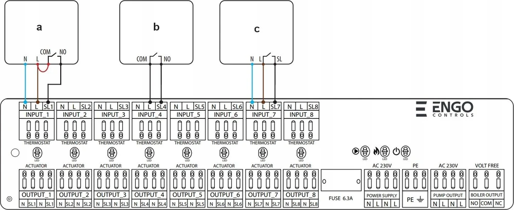 Engo Controls ENGO ECB8-230 – 8 zonų, 230V, grindinio šildymo valdymo blokas