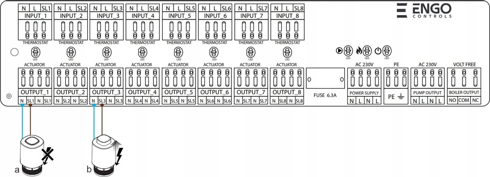 Engo Controls ENGO ECB8-230 – 8 zonų, 230V, grindinio šildymo valdymo blokas
