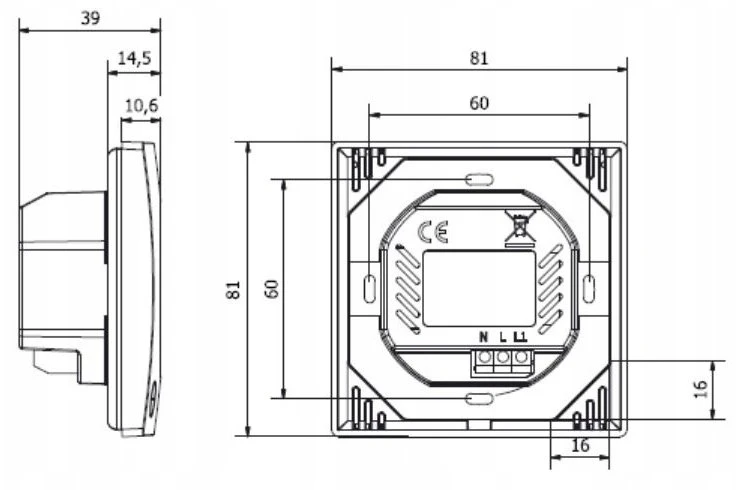 Engo Laidinis dviejų padėčių kambario reguliatorius 230V T-1.1z Tech Sterowniki