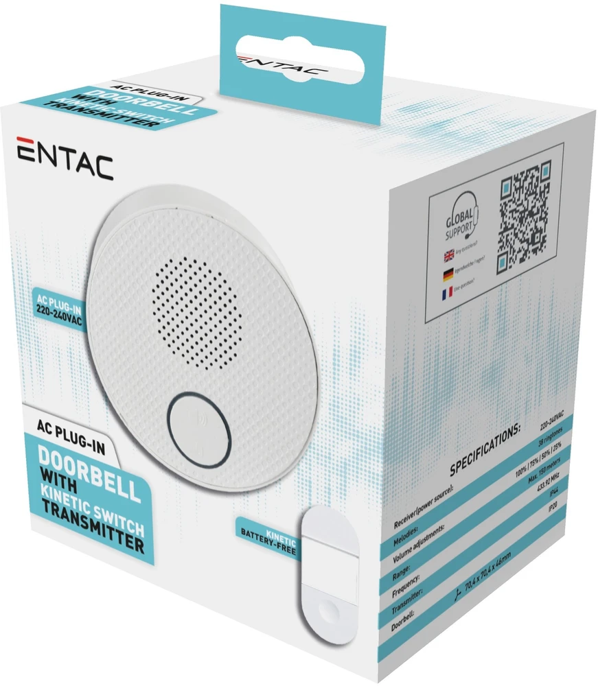 ENTAC Entac EDB-AC-44-K durų skambučio komplektas Baltas