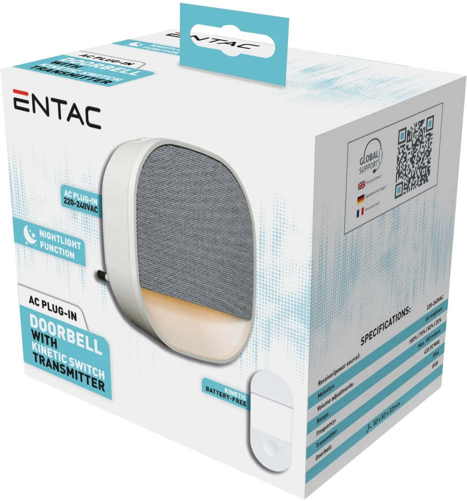 ENTAC Entac EDB-AC-44-L-K durų skambučio komplektas Baltas