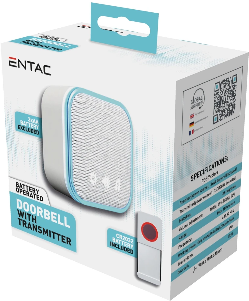 ENTAC Entac EDB-BO-44 durų skambučio komplektas Baltas