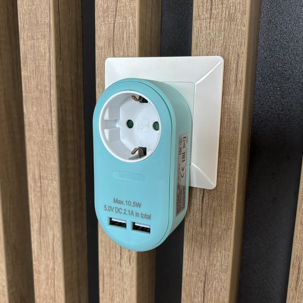 ENTAC Entac EPAG-1EE-2USB-B maitinimo kištukų adapteris F tipo Mėlyna