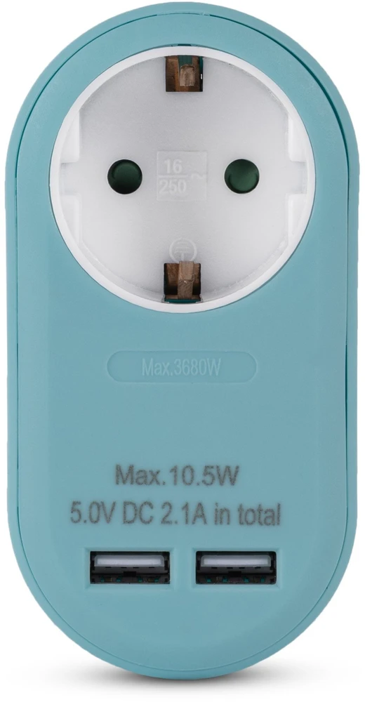 ENTAC Entac EPAG-1EE-2USB-B maitinimo kištukų adapteris F tipo Mėlyna