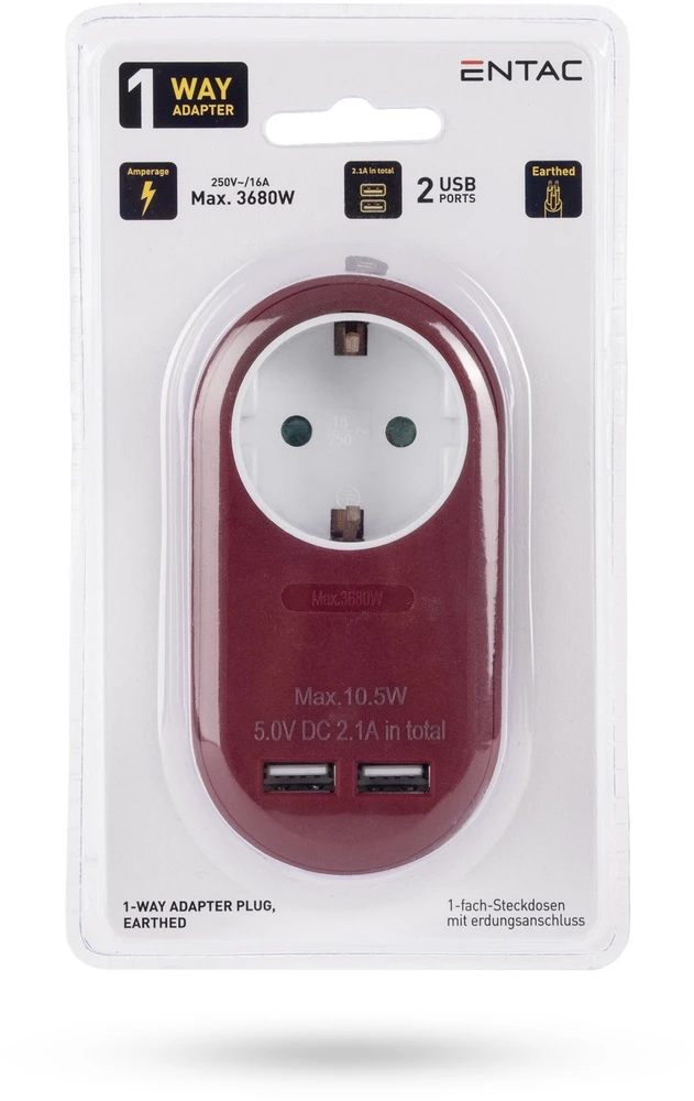 ENTAC Entac EPAG-1EE-2USB-BR maitinimo kištukų adapteris F tipo