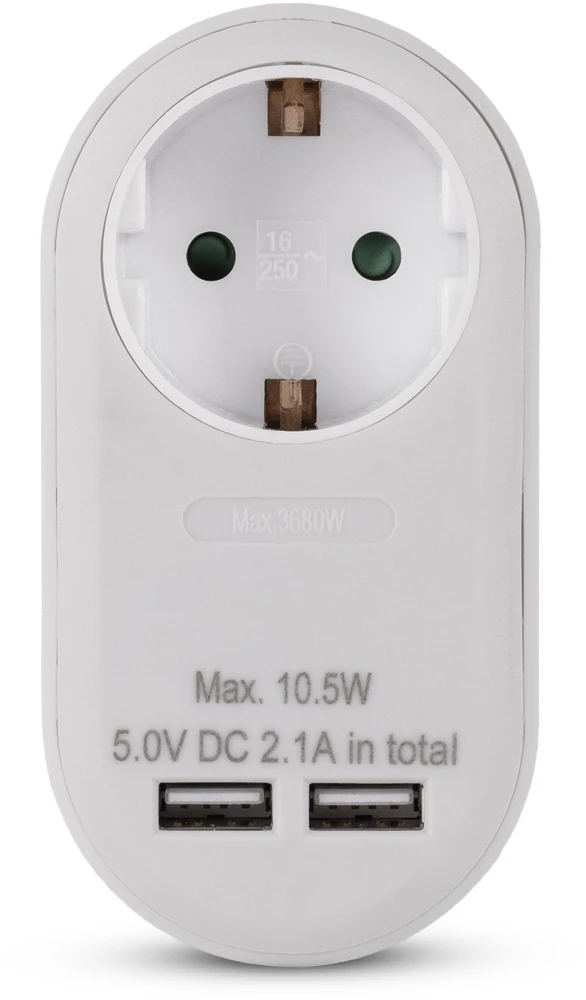 ENTAC Entac EPAG-1EE-2USB-W maitinimo kištukų adapteris F tipo Baltas