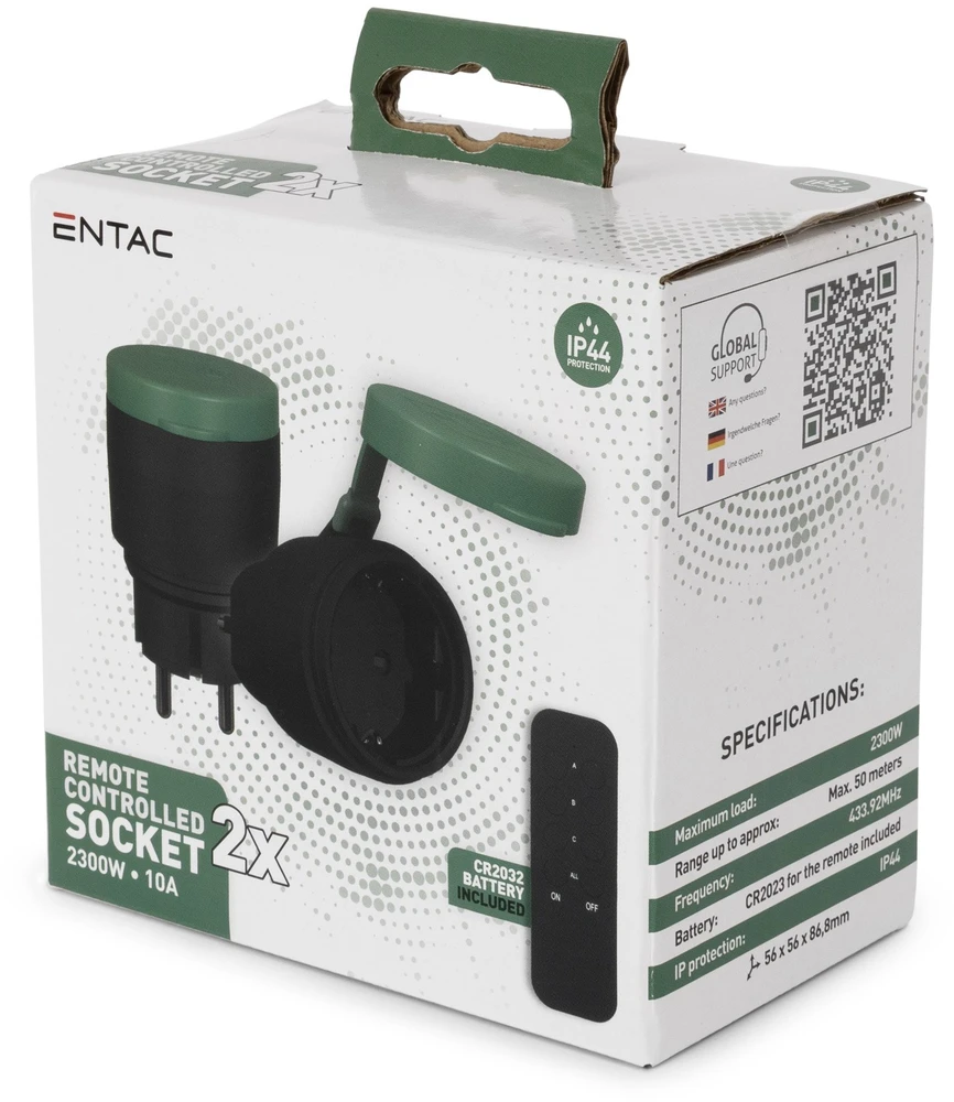 ENTAC Entac ES-2S-RC-44 maitinimo kištukų adapteris Žalia, Juoda