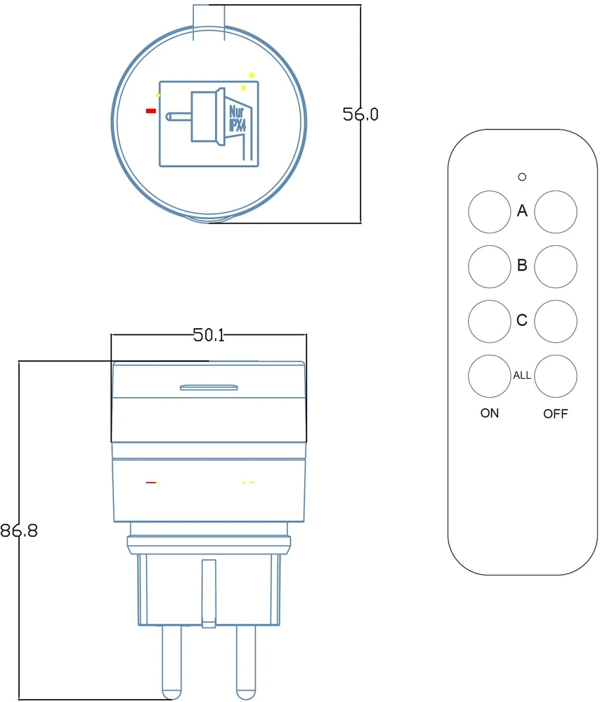 ENTAC Entac ES-2S-RC-44 maitinimo kištukų adapteris Žalia, Juoda