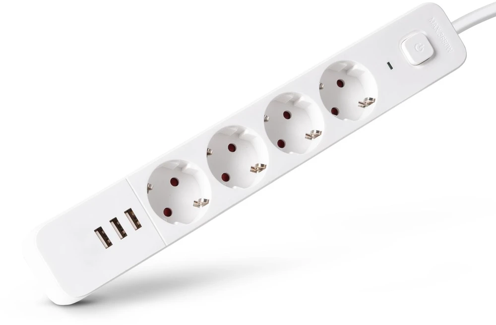 Entac prailgintuvas su įžeminimu 4lizdų+3USB 1.5 m 3680W