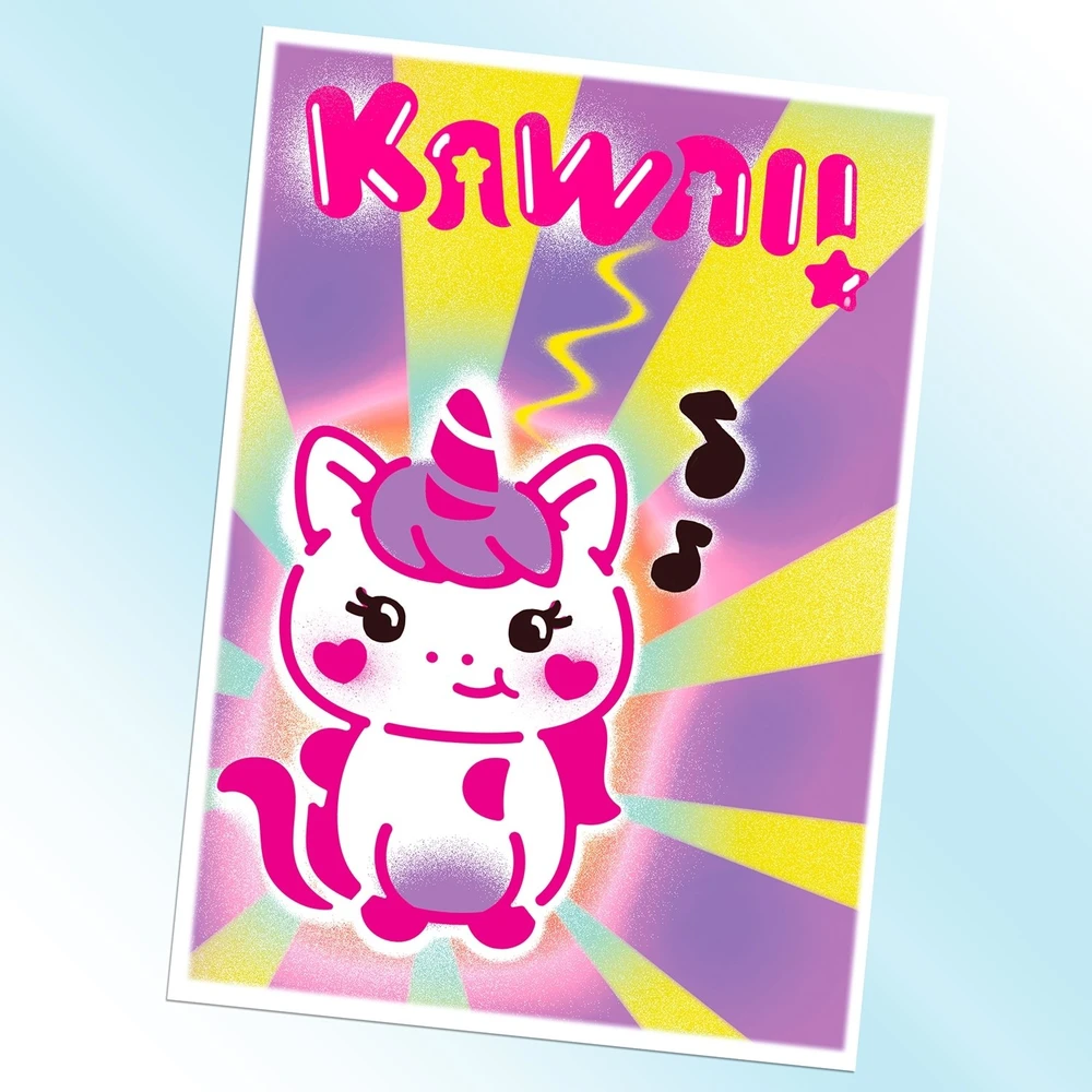 Meno projektas – kawaii plakatai – kūrybinis rinkinys su elektroniniu aerografu