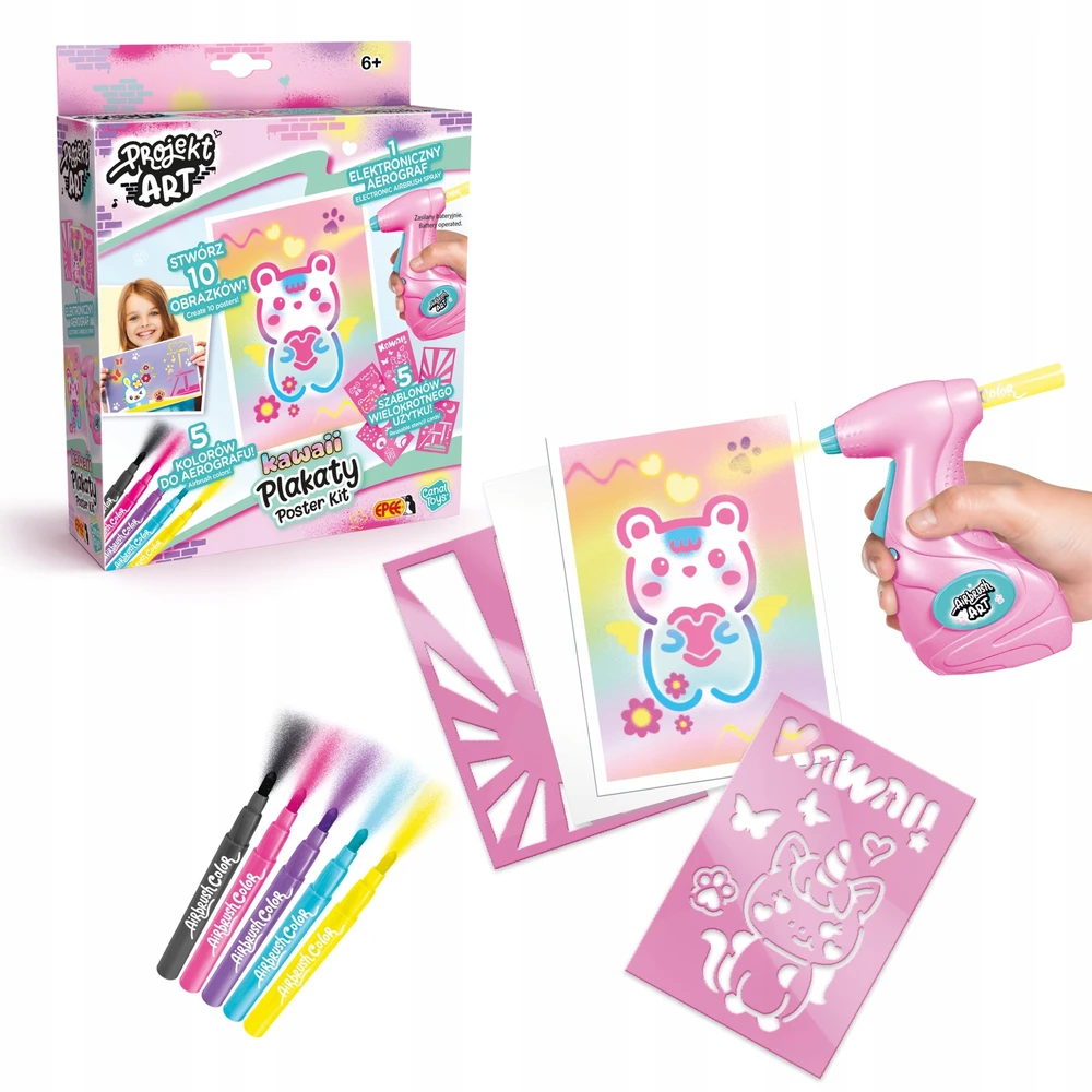 Meno projektas – kawaii plakatai – kūrybinis rinkinys su elektroniniu aerografu