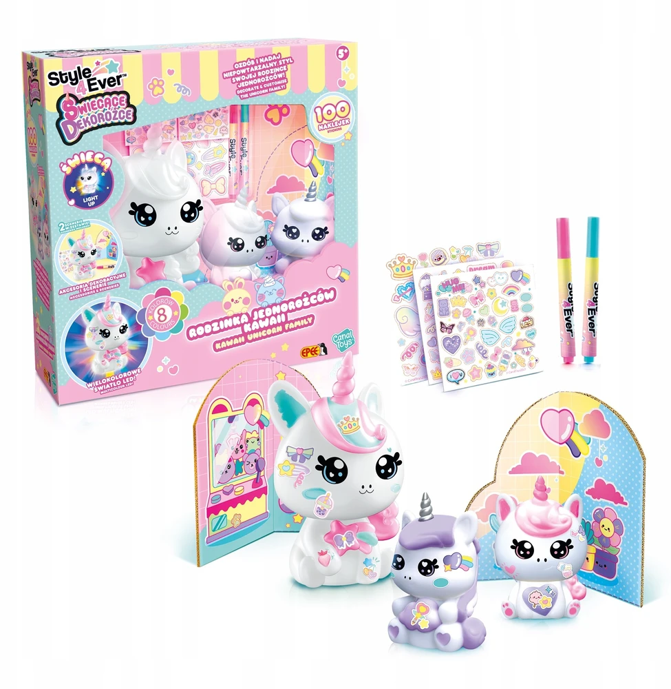 Epee Rinkinys Kawaii stiliaus vienaragių šeimos dekoracijų kūrybinis rinkinys