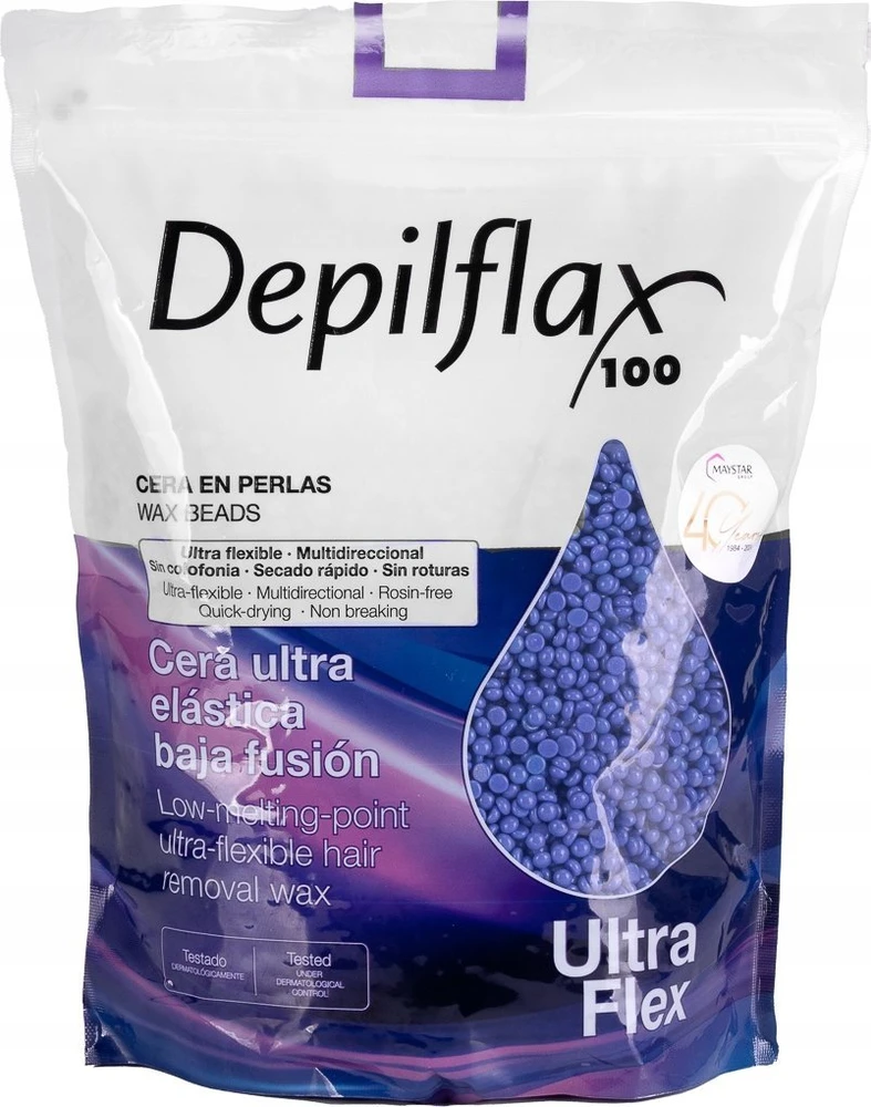 Depilflax Ultraflex Mauve vaško perliukai pakuotėje