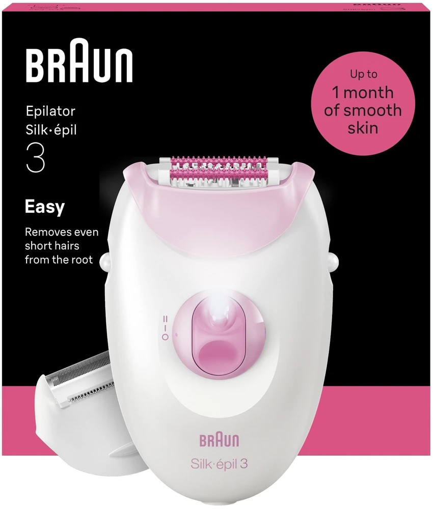Braun Silk·épil 3 epiliatorius su laidu, rožinis