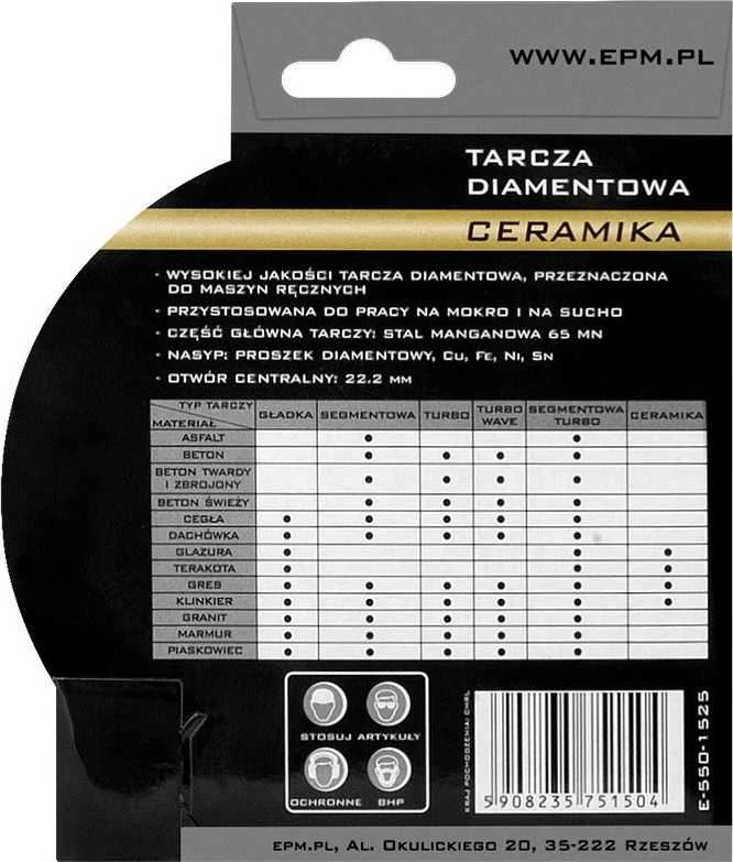 EPM DIAMOND BLEDE KERAMIKOS PRAMONĖ 115mm