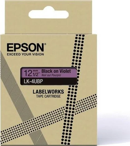 Epson Epson LabelWorks LK-4UBP - Juodas auf Violett - Rolle (1,2 cm x 8 m) 1 Kassette(n) Hangebox - Bandkassette - fur LabelWorks LW-C410, LW-C610