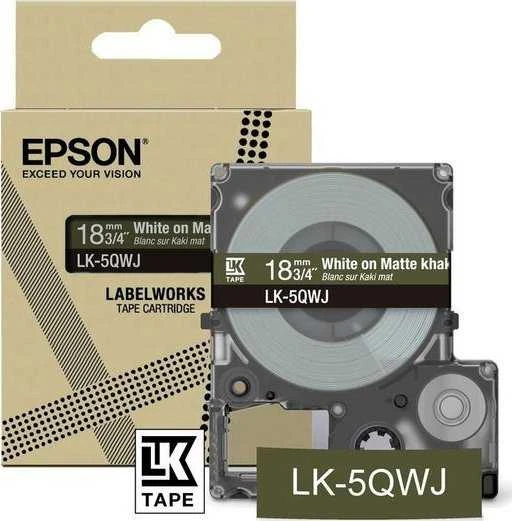 Epson Epson „LabelWorks LK-5QWJ“ – baltas ant matinės chaki spalvos – ritinėlis (1,8 cm x 8 m) 1 kasetė(-ės) pakabos dėžutė – juostų kasetė – skirta „LabelWorks LW-C410“, „LW-C6“