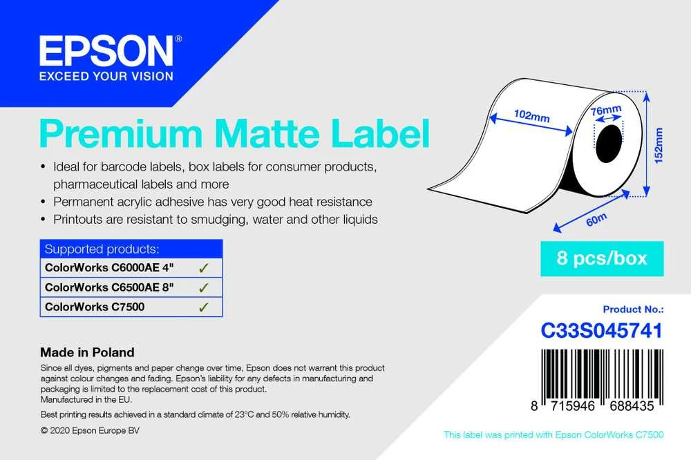 Epson Epson Premium Matte Label – ištisinis rulonas: 102 mm x 60 m