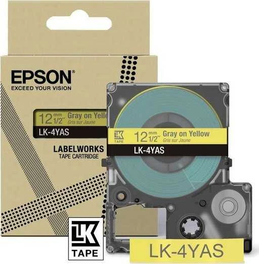 „Epson LabelWorks LK-4YAS“ – rutulys ant geltono paviršiaus – ritinėlis (1,2 cm x 8 m) 1 kasetė(-ės) pakabinama dėžutė – kasetinė juosta – skirta „LabelWorks LW-C410“, „LW-C610“