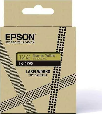 „Epson LabelWorks LK-4YAS“ – rutulys ant geltono paviršiaus – ritinėlis (1,2 cm x 8 m) 1 kasetė(-ės) pakabinama dėžutė – kasetinė juosta – skirta „LabelWorks LW-C410“, „LW-C610“