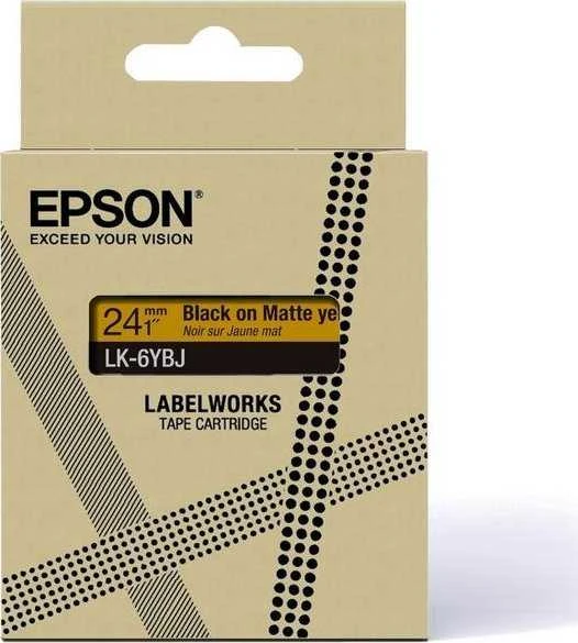 Epson „LabelWorks LK-6YBJ“ – juodas ant matinės geltonos spalvos – ritinėlis (2,4 cm x 8 m) 1 kasetė(-ės) pakabinimo dėžutė – juostos kasetė – skirta „LabelWorks LW-C610“