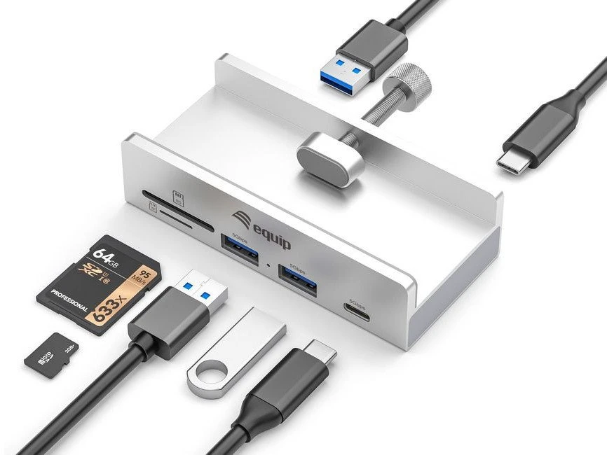 HUB USB Equip Equip 128968 huby i koncentratory USB 3.2 Gen 1 (3.1 Gen 1) Type-A 5000 Mbit/s Aliuminio