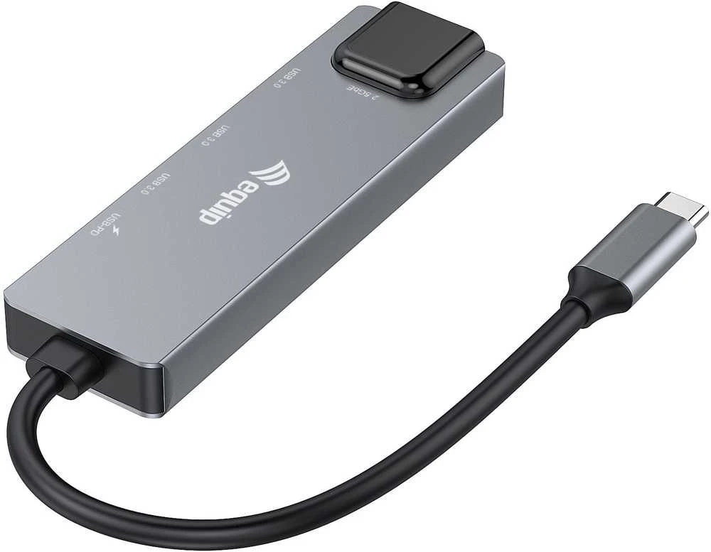 Equip 133496 knyginių kompiuterių dokas / jungčių replikatorius Vielinis USB 3.2 Gen 1 (3.1 Gen 1) Type-C Pilka