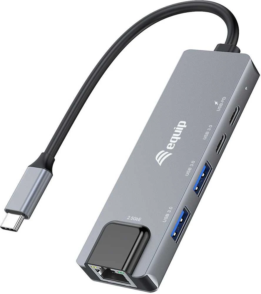 Equip 133496 knyginių kompiuterių dokas / jungčių replikatorius Vielinis USB 3.2 Gen 1 (3.1 Gen 1) Type-C Pilka