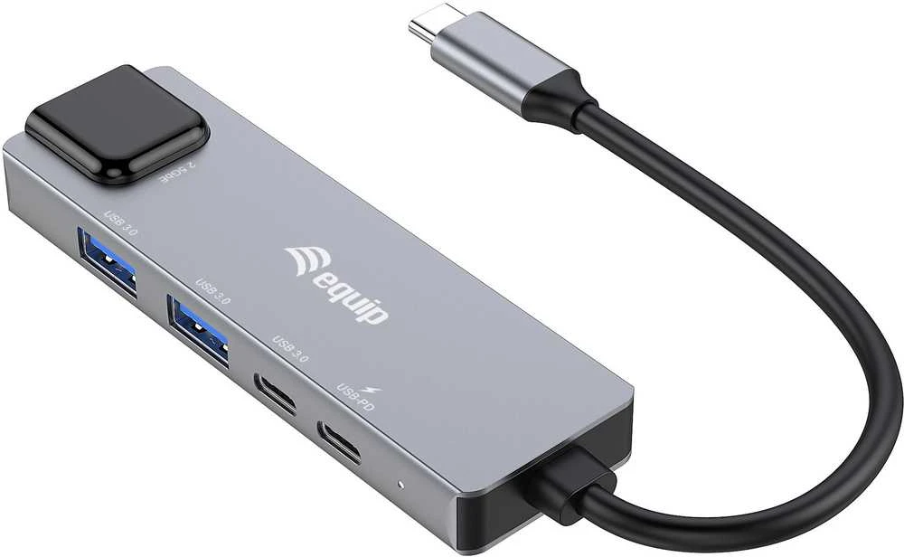 Equip 133496 knyginių kompiuterių dokas / jungčių replikatorius Vielinis USB 3.2 Gen 1 (3.1 Gen 1) Type-C Pilka