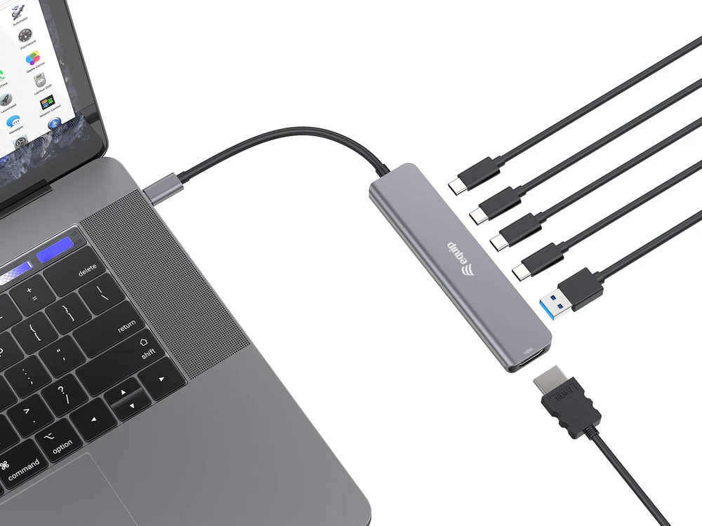 Stacja/replikator Equip Equip 133500 doko stotelė Przewodowa USB 3.2 Gen 1 (3.1 Gen 1) Type-C Pilka