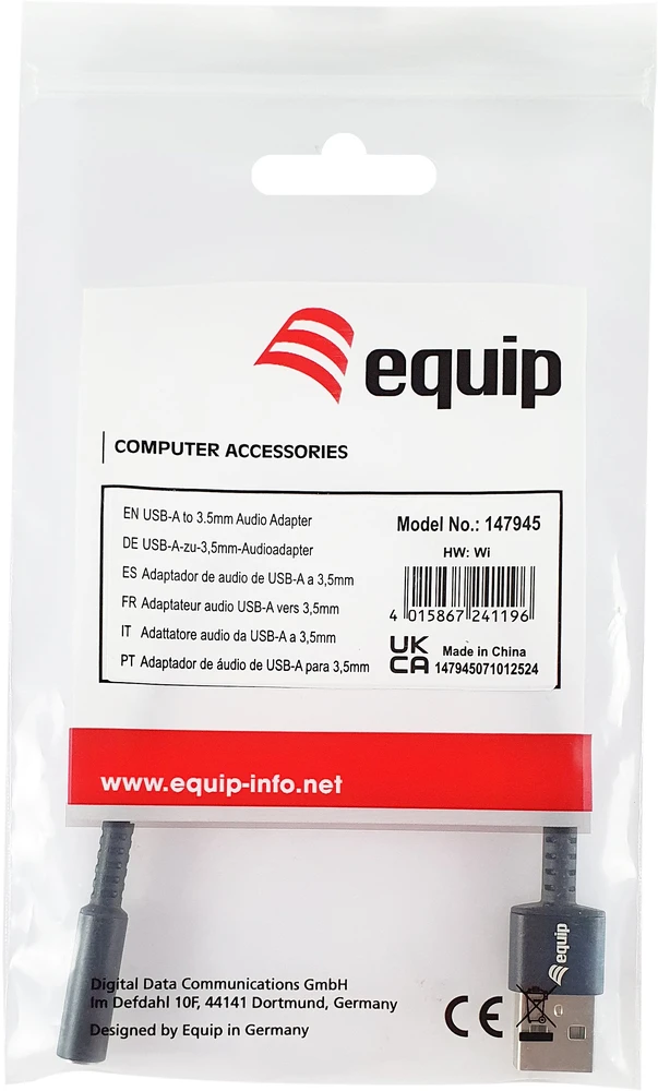 Kabelis USB Equip 147945 0.15 m 3.5mm USB Typu-A Juodas (147945)