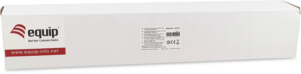 Equip 19 colių kabelių tvarkymas 5x metaliniai žiedai plastikas 1U RAL9005