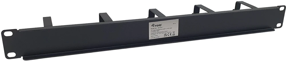 Equip 19 colių kabelių tvarkymas 5x metaliniai žiedai plastikas 1U RAL9005