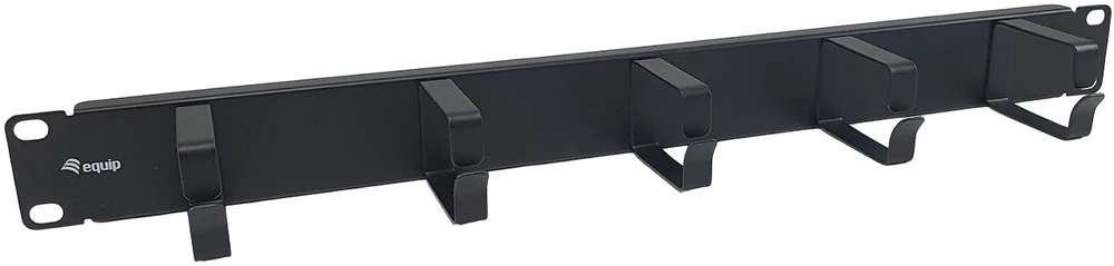 Equip 19 colių kabelių tvarkymas 5x metaliniai žiedai plastikas 1U RAL9005