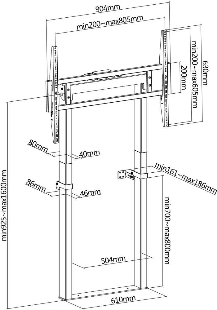 Equip 650347 televizoriaus laikiklis 2,54 m (100") juodas