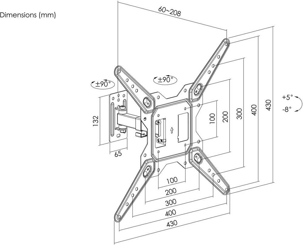 Equip Įrengti 650412 TV laikiklis 139,7 cm (55'') Juodas