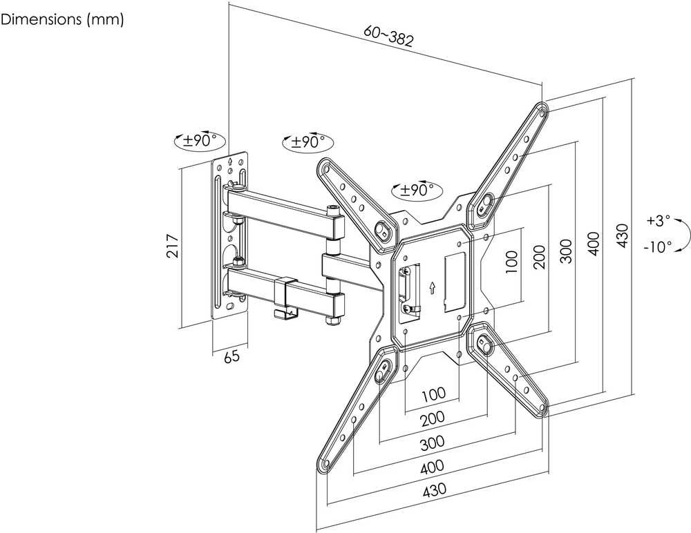 Equip Equip 650413 TV laikiklis 139,7 cm (55'') Juodas