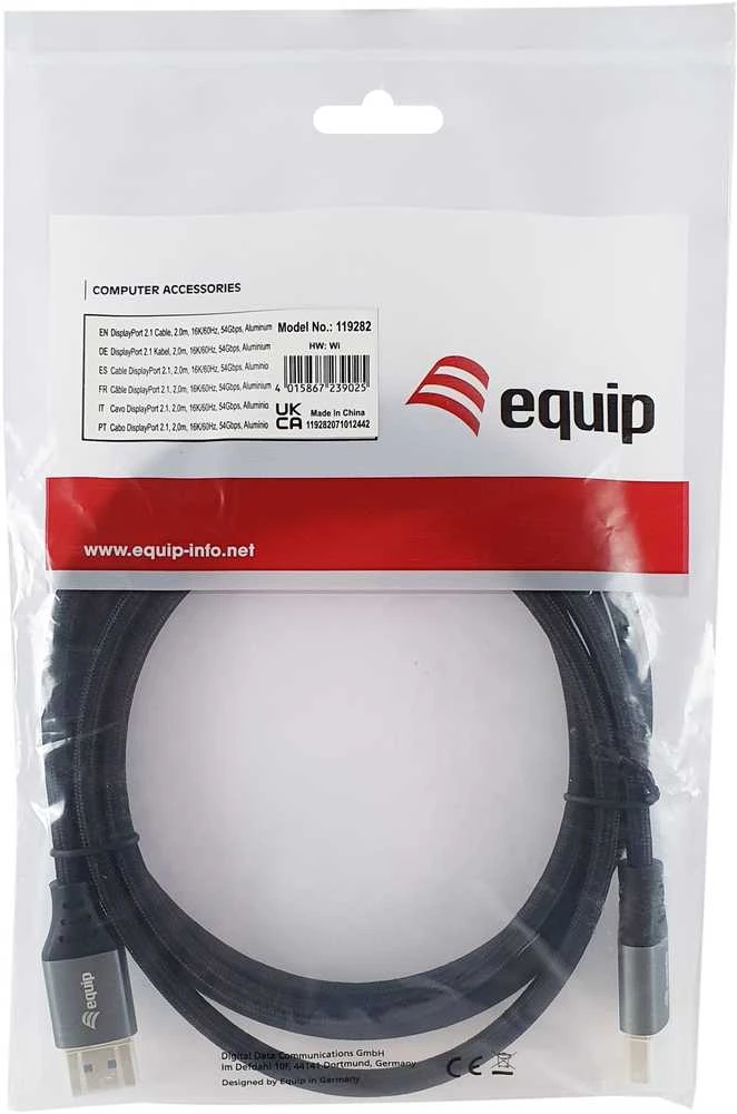 Equip Įrengti „DisplayPort 2.1 St/St 2.00m16K/60Hz“ komp. HDCP aliuminio gr.