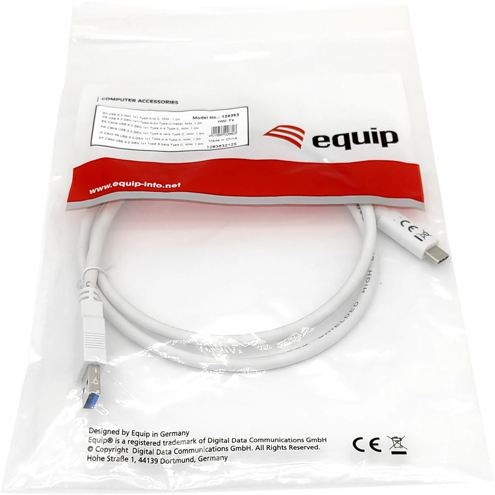 Equip Equip 128366 kabelis USB USB 3.2 Gen 1 (3.1 Gen 1) 0,5 m USB C USB A Baltas