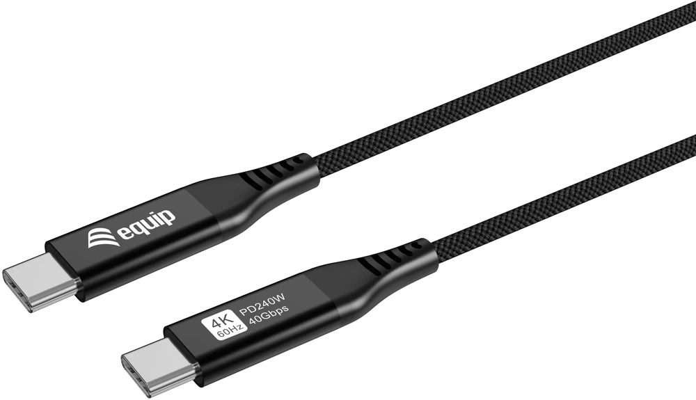 Equip 128389 USB kabelis USB4 Gen 3×2 1,2 m USB C 240 W Juoda