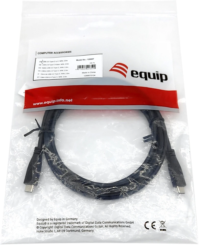 Equip Equip 128833 kabelis USB USB 2.0 0,5 m USB C Juodas