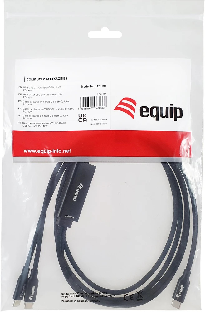 Equip Equip 128895 kabelis USB USB 2.0 1,5 m USB C 2 x USB C Juodas