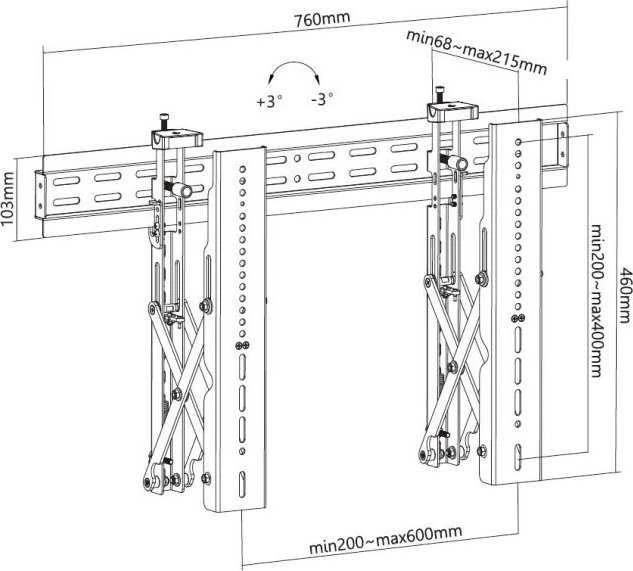 Equip Sieninis laikiklis 37"-70" 1 TFT iššokantis ekranas 1 jungtis 45 kg sw lite mažmeninė prekyba