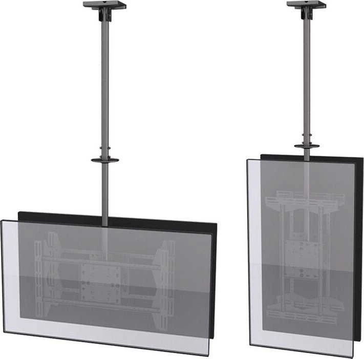Laikiklis Equip įrengti 32"–65" ant lubų tvirtinamą dviejų ekranų televizoriaus laikiklį – viešas ekranas – 80 kg – 81,3 cm (32 colių) – 165,1 cm (65 colių) – 100 x 100 mm – 600 x 400 mm