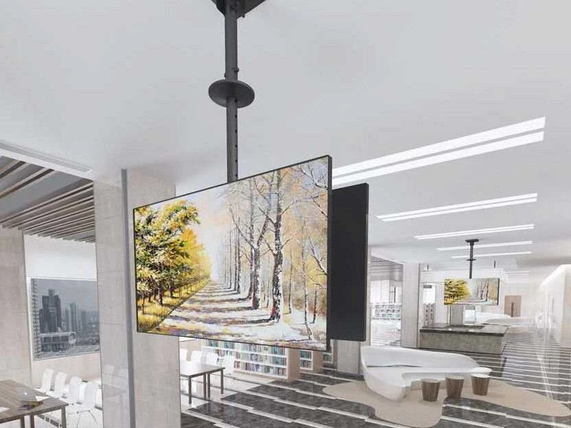 Laikiklis Equip įrengti 32"–65" ant lubų tvirtinamą dviejų ekranų televizoriaus laikiklį – viešas ekranas – 80 kg – 81,3 cm (32 colių) – 165,1 cm (65 colių) – 100 x 100 mm – 600 x 400 mm