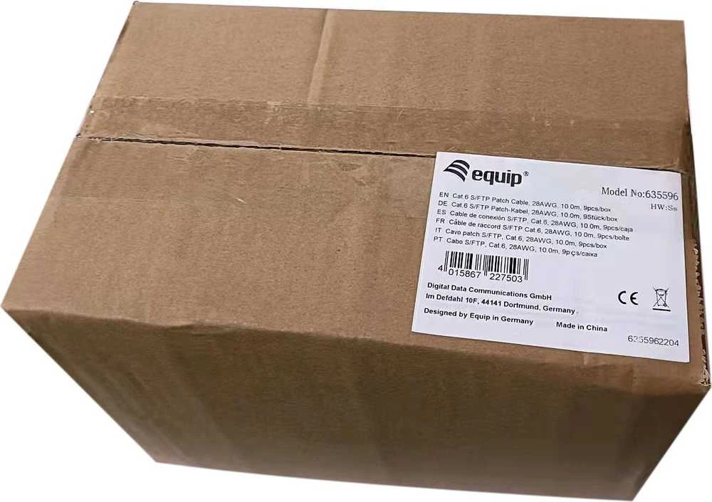 Equip 635596 tinklo kabelis Juoda 10 m Cat6 S/FTP (S-STP)