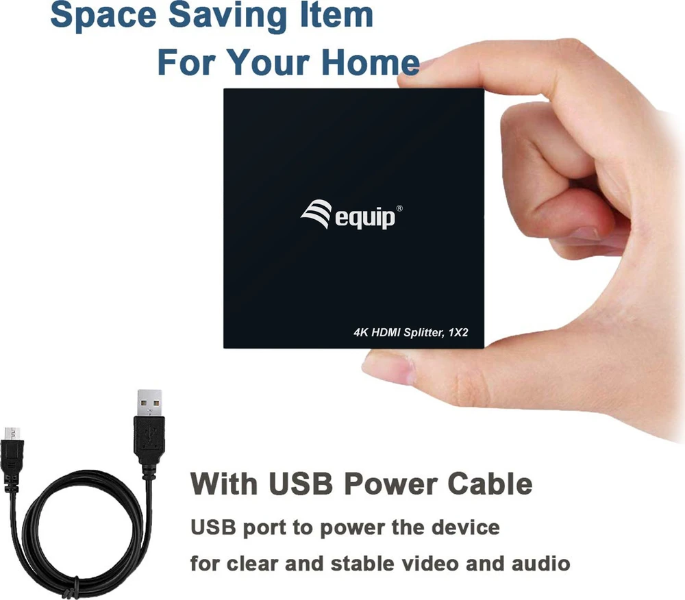 Equip Equip HDMI Splitter 1.4 2 Port Ultra Slim 4K/30Hz juodas EndlessOS